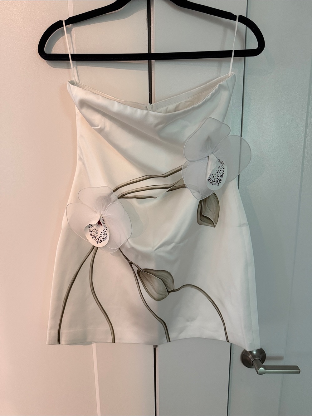 JW PEI Orchid Appliqué Strapless Dress - White